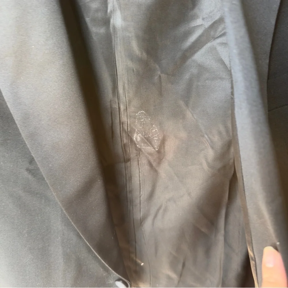 Vintage Christian Dior Monsieur Black Satin Lapel Tuxedo Jacket Blazer 44L‎